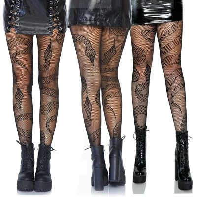 Gothic Victorian Punk Snake Print Stockings Pantyhose OS